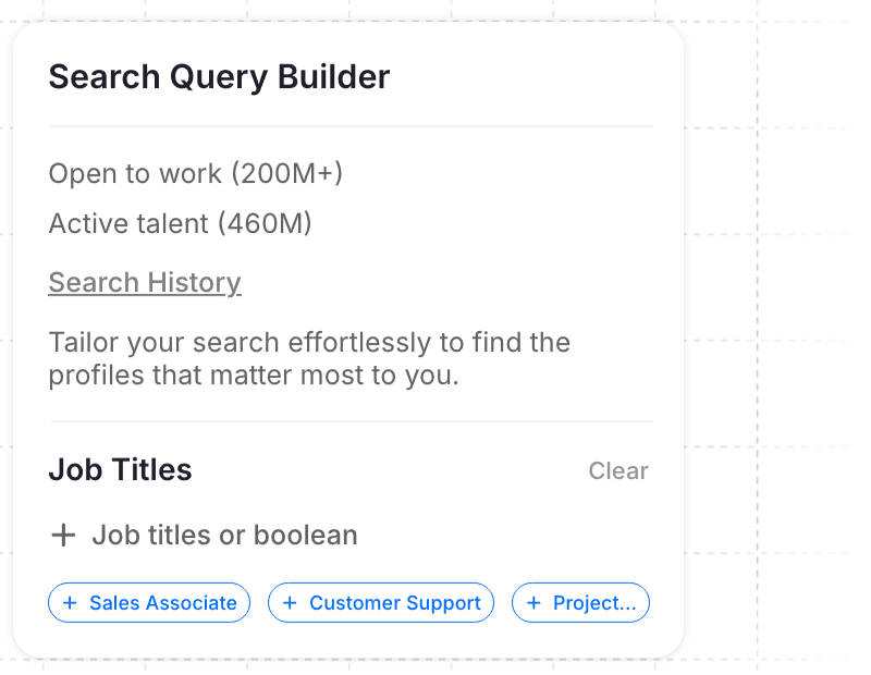 Mopid search query builder for open-to-work and active talent profiles